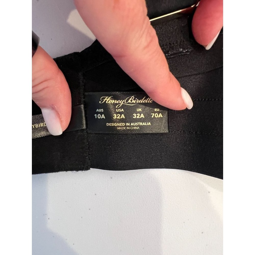 SOLD Rare Honey Birdette Fishnet Bra Gold Accent - 32A - Picture 8 of 9